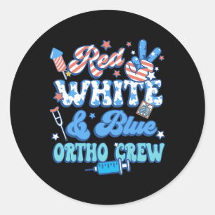 Groovy Red White Blue Ortho Crew Ortho Nurse 4. Runder Aufkleber