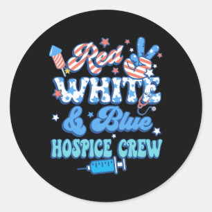 Groovy Red White Hospice Crew Hospice Nurse 4 Runder Aufkleber