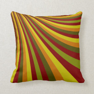 Groovy Red Yellow Orange Green Stripes Muster Kissen