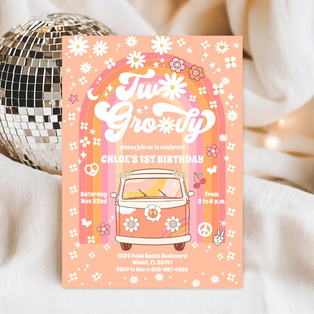 Groovy Regenbogen 1. Geburtstagseinladung Einladung (Von Creator hochgeladen)
