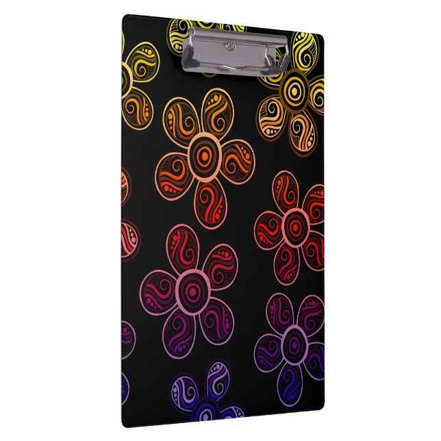Groovy Regenbogen-Blumen-Entwurf Klemmbrett (Rechts)