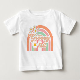Groovy Regenbogen einen ersten Geburtstag Baby T-shirt