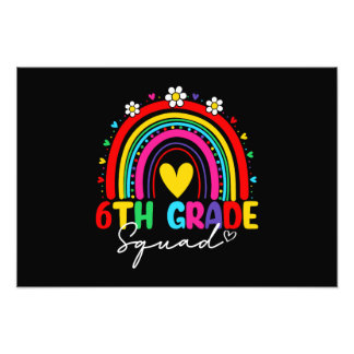 Groovy Regenbogen Mädchen Jungen Lehrer Hallo 6. K Fotodruck