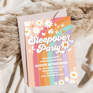 Groovy Regenbogen-Pyjama-Party Geburtstagseinladun Einladung