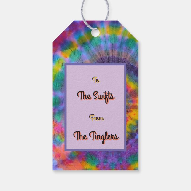 Groovy Regenbogen-Tie-Dye  Geschenkanhänger (Rückseite)