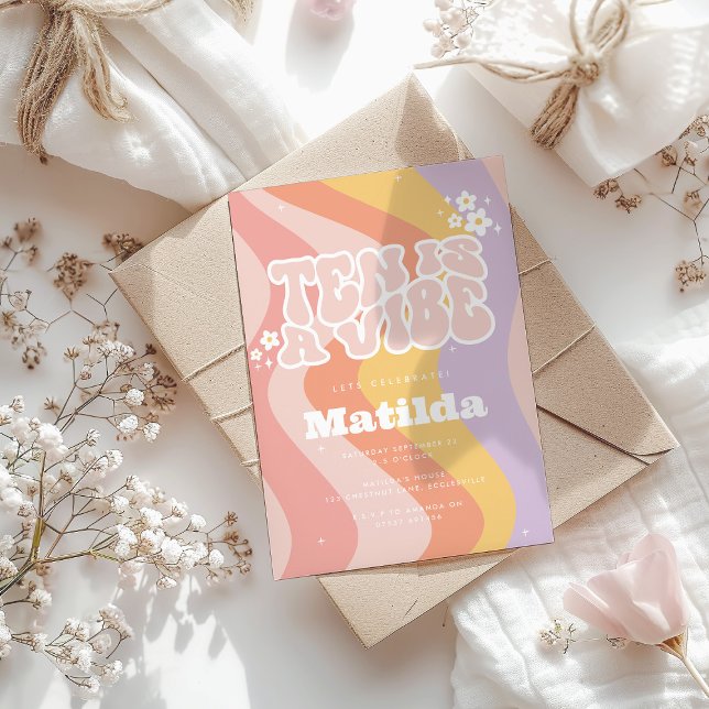 Groovy Regenbogen zehn ist eine vibe 60er Jahre Re Einladung (Von Creator hochgeladen)