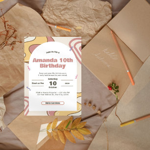 Groovy Retro 10. Geburtstagsparty Einladung