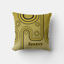 Groovy Retro 1960er Lineares Design Gelb und Schwa Kissen