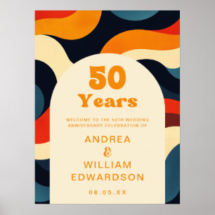 Groovy Retro 50. Hochzeitstag Begrüßungszeichen Poster
