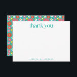 Groovy Retro 50er Blume Türkis Bat Mitzvah Dankeskarte<br><div class="desc">Groovy Retro 50er Blume Türkis Blau und Hot Pink Bat Mitzvah Danke Karte</div>