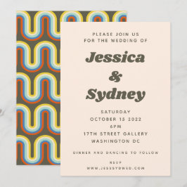 Groovy Retro 60er 70er Aesthetic Olive Green Weddi Einladung