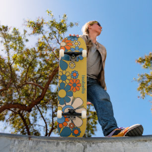 Groovy Retro 60er 70er Blume Personalisiert Skateboard