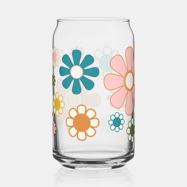 Groovy Retro 60er 70er Blume Vintag Ästhetik Dosenglas (Vorderseite)