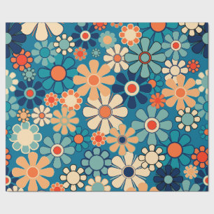 Groovy Retro 60er 70er Blumenmuster Geschenkpapier