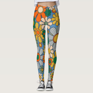 Groovy Retro 60er Hippie Blumen Fröhlich Vintage Leggings