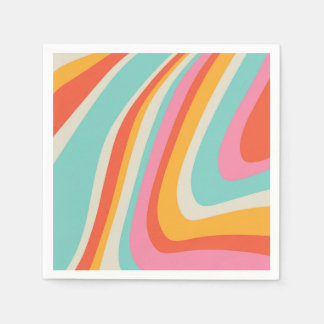 Groovy Retro 60er Wellenlinien Serviette