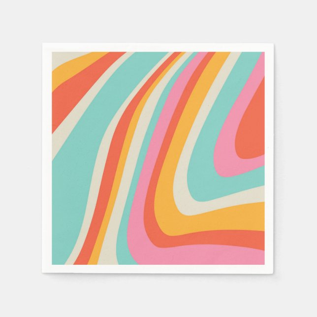 Groovy Retro 60er Wellenlinien Serviette (Vorderseite)