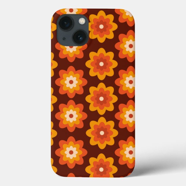 Groovy Retro 70er Boho Hippie Orange Blume Muster Case-Mate iPhone Hülle (Rückseite)