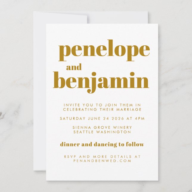 Groovy Retro 70er Botanical All-in-One Hochzeit Einladung (Vorderseite)