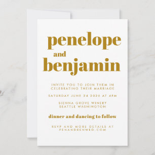 Groovy Retro 70er Botanical All-in-One Hochzeit Einladung