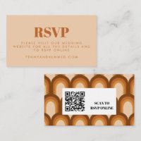 Groovy Retro 70er Brown Wedding Website QR Code