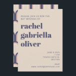 Groovy Retro 70er Design Blue Pink Bat Mitzvah Einladung<br><div class="desc">Feiern Sie diesen besonderen Meilenstein mit einer modernen Bat Mitzvah-Einladung, die zeitlose Eleganz und zeitgenössischen Charme verbindet. Dieses Design mit fett formatierter Typografie, einem sauberen Layout und einem subtilen, Retro-inspirierten Muster auf der Rückseite ist perfekt für Familien, die eine ausgeklügelte, aber dennoch zugängliche Ästhetik Liebe haben. Die gedämpften Farbtöne und...</div>