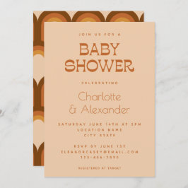 Groovy Retro 70er Design Brown Couples Kinderdusch Einladung