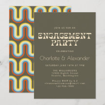 Groovy Retro 70er Design in Olive Engagement Party