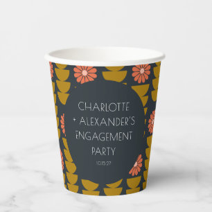 Groovy Retro 70er Floral Custom Engagement Party Pappbecher