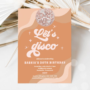 Groovy Retro 70er Let's Disco Geburtstagsparty Einladung