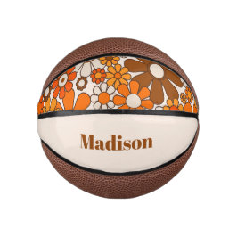 Groovy Retro 70er Personalisiert für ihre Bloral Mini Basketball