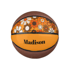 Groovy Retro 70er Personalisiert für ihre Bloral Mini Basketball