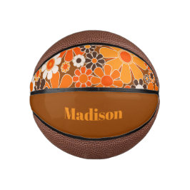 Groovy Retro 70er Personalisiert für ihre Bloral Mini Basketball