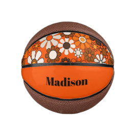 Groovy Retro 70er Personalisiert für ihre Bloral Mini Basketball