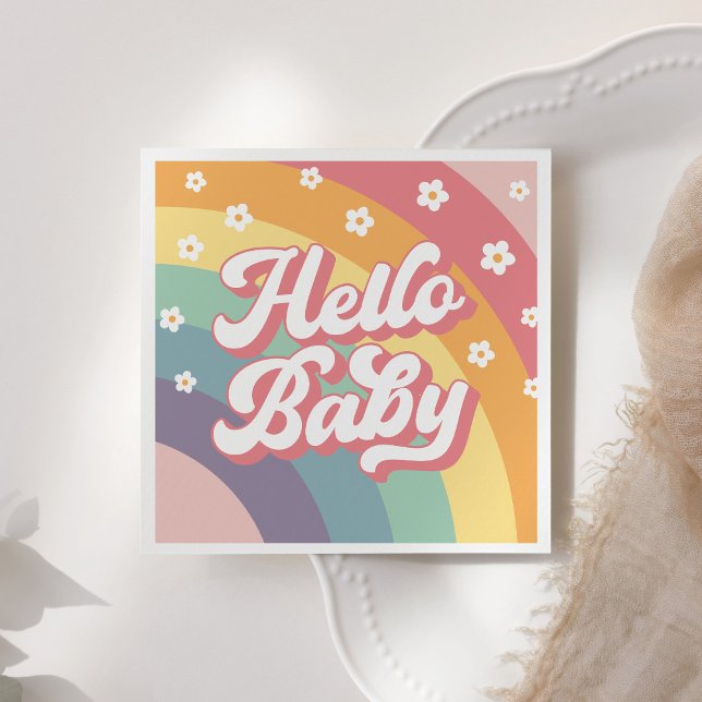 Groovy Retro 70er Rainbow Baby Shower Serviette (Von Creator hochgeladen)