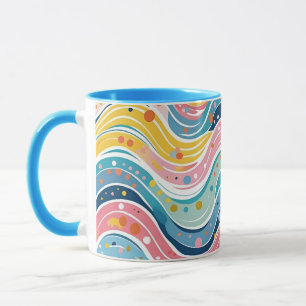Groovy Retro 70er Wavy Abstraktes Muster Tasse