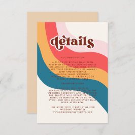Groovy Retro 70er Wavy Lines Wedding Details Card RSVP Karte