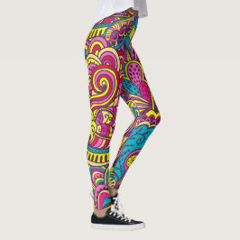 Groovy Retro Abstrakt moderne trendige Doodles Leggings