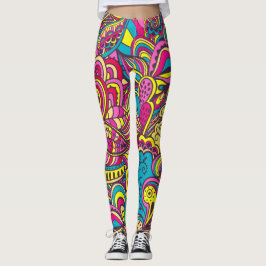 Groovy Retro Abstrakt moderne trendige Doodles Leggings
