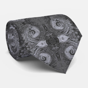 Groovy Retro Abstrakter Schwarz-Weiß-Swirbel Krawatte