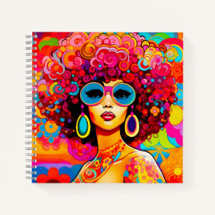 Groovy Retro Afro Chic Pop Art Notizbuch