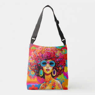 Groovy Retro Afro Chic Pop Art Tragetaschen Mit Langen Trägern