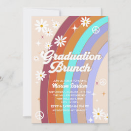 Groovy Retro Aquarell Abschluss Brunch Einladung