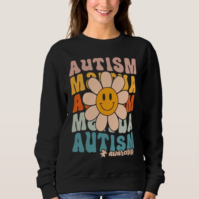 Groovy Retro Autism Awareness Month Puzzle Piece S Sweatshirt (Vorderseite)