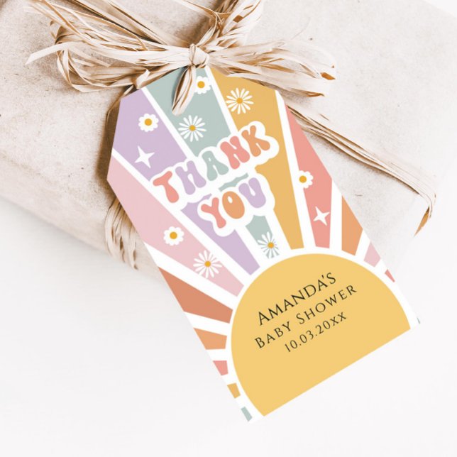 Groovy Retro Babydusche Vielen Dank Geschenkanhänger (Von Creator hochgeladen)