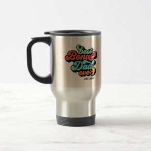 Groovy Retro Bester Bonus Vater je Foto Vatertag Reisebecher