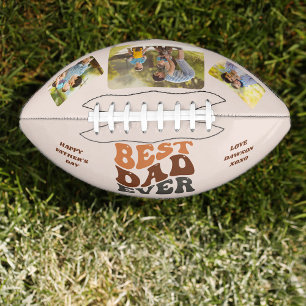 Groovy Retro Bester Vater je 3 Foto Personalisiert Football