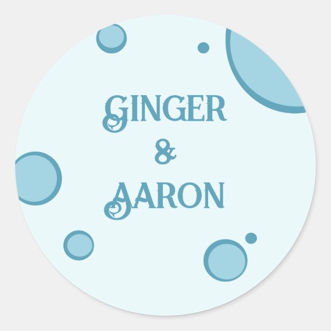 Groovy Retro Blue Circles Vintage Wedding Runder Aufkleber (Vorderseite)
