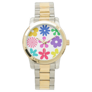 GROOVY RETRO-BLUME ARMBANDUHR