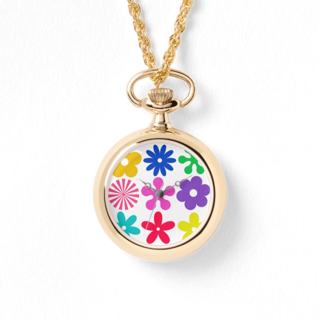 GROOVY RETRO-BLUME ARMBANDUHR (Vorderseite)